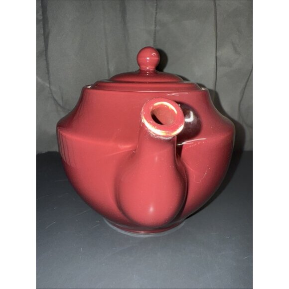HALL Teapot Large Vintage Pottery Ceramic Porcelain Burgundy 12”Lx7”Wx7”H Vented - Picture 9 of 16